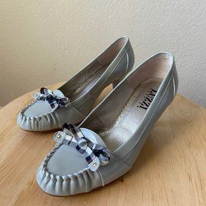 Luzzi Prep School Academic Classic Leather Heel Gray W/ Plaid Bow Size: US 6